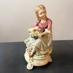 Vintage Andrea by Sadek Ceramic Porcelain Flower Girl Figurine
